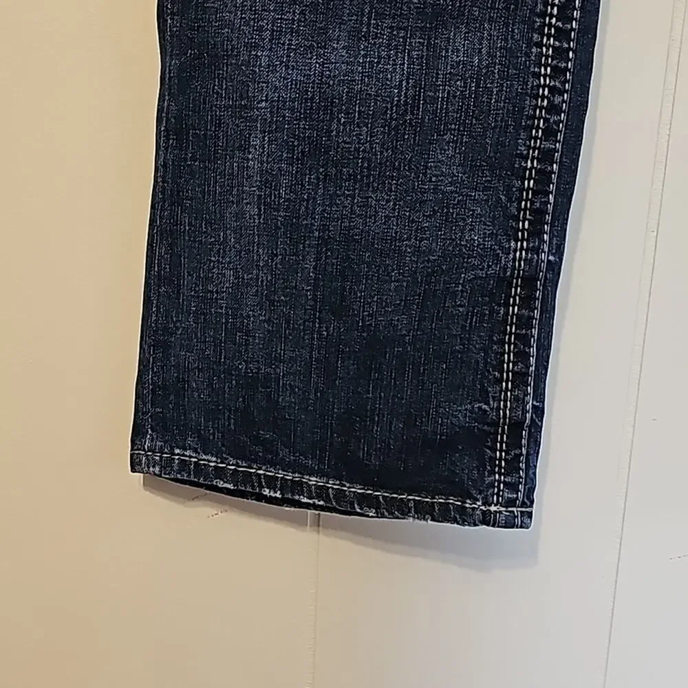 Silver Craig EMC Jeans Mens W 30 L 30 Dark Blue Distressed Stitch Detail EUC